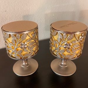 (2) Bath & Body Works Dogwood Pedestal 3-Wick Candle Holders